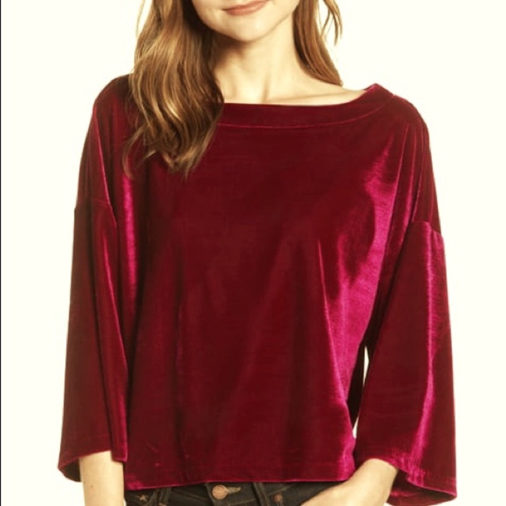 G.A.S Velour Flare Sleeve Top